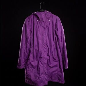 L.L. Bean Purple Hooded Trench Raincoat